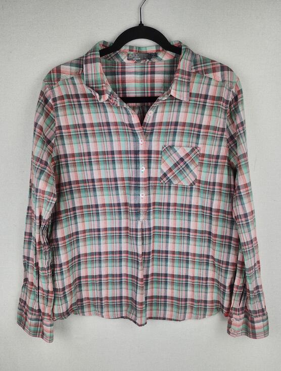 Prana Tops - Prana Shirt Womens XL Bora Bay Gina Plaid pink green half button-up western